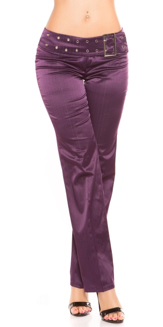 trousers with buckle and pinstripes Purple